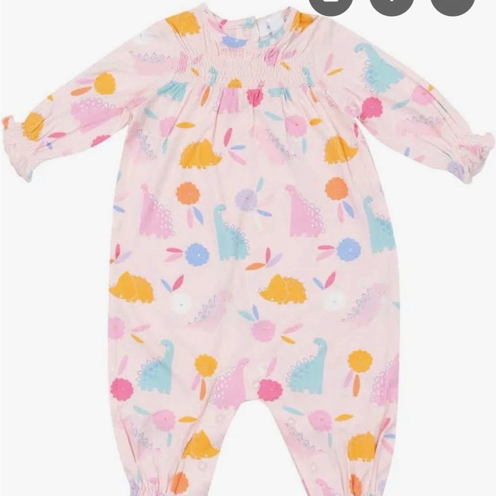 Angel Dear Baby Girls Pink Dino Print One-Piece Romper